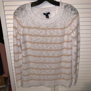Small Gap white/tan stripe lightweight sweater